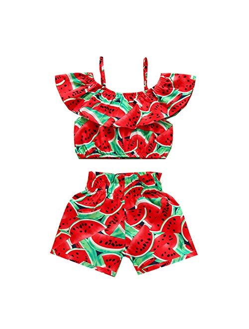 Toddler Little Girl Demin Off Shoulder Ruffle Pocket Romper Jumpsuit Clothes Set