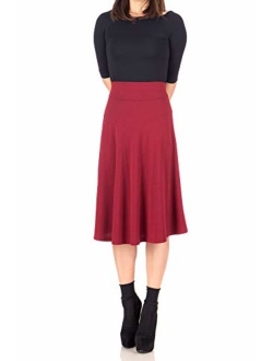 Dani's Choice Stretch High Waist A-line Flared Long Midi Skirt