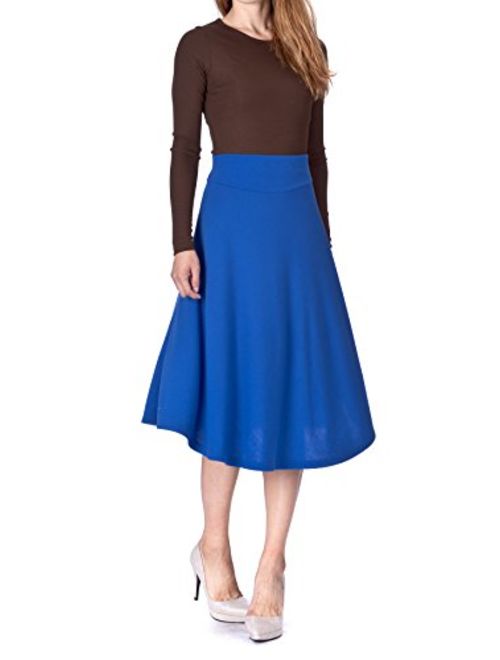 Dani's Choice Stretch High Waist A-line Flared Long Midi Skirt