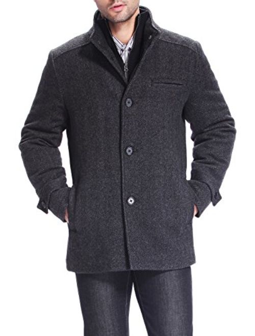 BGSD Men's Samuel Herringbone Wool Blend Bibbed Car Coat