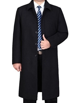 Lavnis Men's Woolen Trench Coat Long Slim Fit Business Outfit Jacket Overcoat