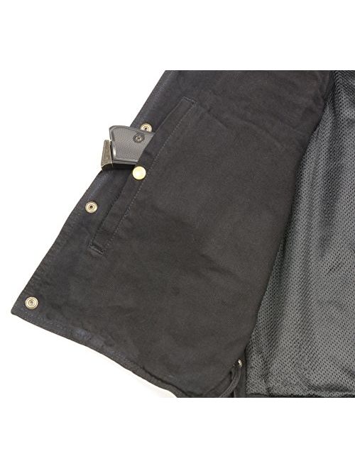 Club Vest MEN's Collarless Denim with Hidden Zipper(Black, 10X), 1 Pack