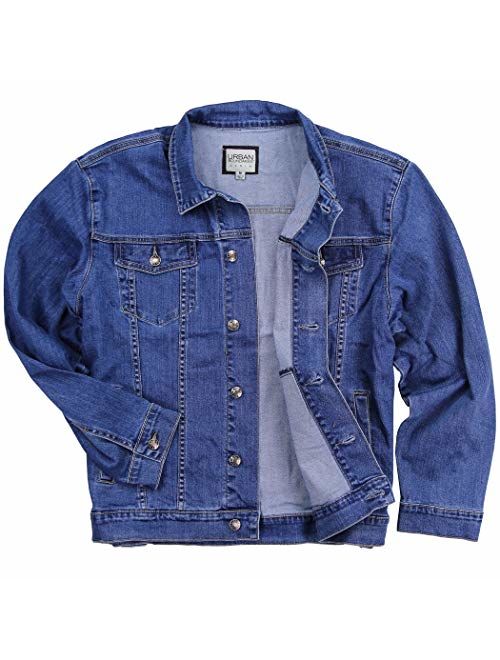 Mens Stretch Fit Blue Jean Denim Jacket