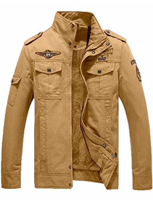 YXP Men's Winter Military Jacket Thicken Fleece Air Force Cotton Coat