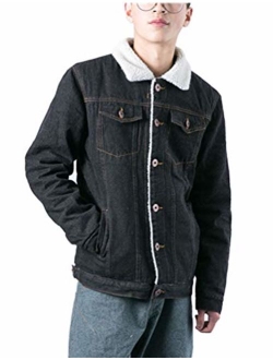 DSDZ Mens Classic Winter Fur Fleece Lined Trucker Jean Denim Jacket