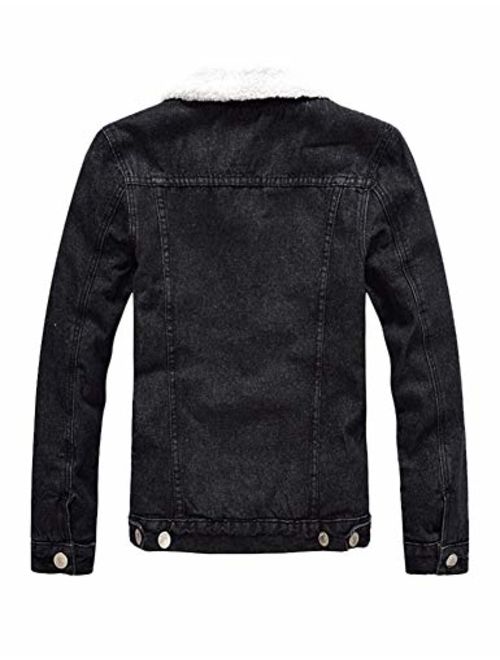 DSDZ Mens Classic Winter Fur Fleece Lined Trucker Jean Denim Jacket