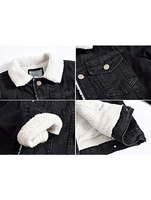 DSDZ Mens Classic Winter Fur Fleece Lined Trucker Jean Denim Jacket