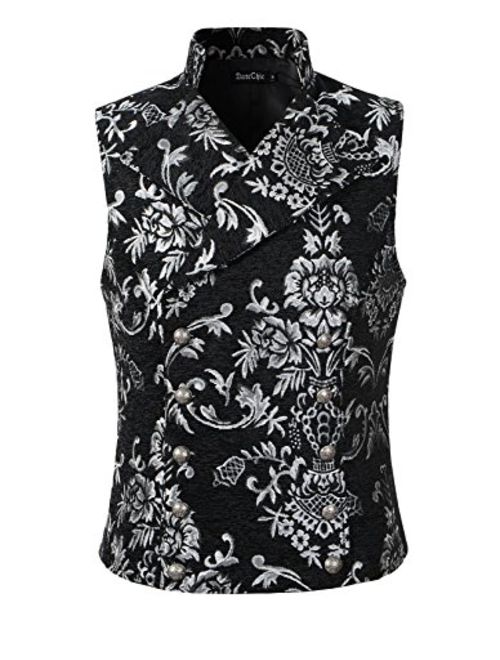 DarcChic Mens Tapestry Double-breasted Vest Waistcoat Gothic Aristocrat Steampunk Victorian