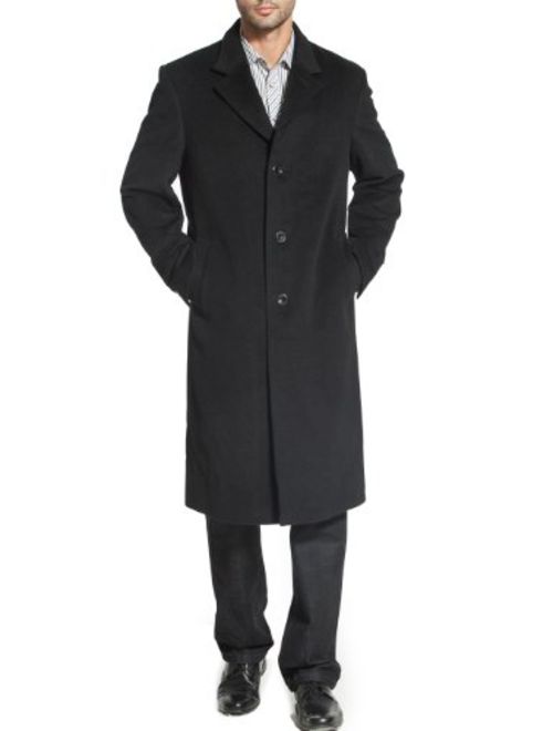 BGSD Men's Henry Cashmere Blend Long Walking Coat (Regular and Big and Tall)