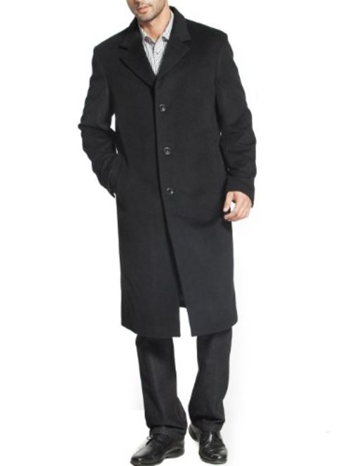 BGSD Men's Henry Cashmere Blend Long Walking Coat (Regular and Big and Tall)