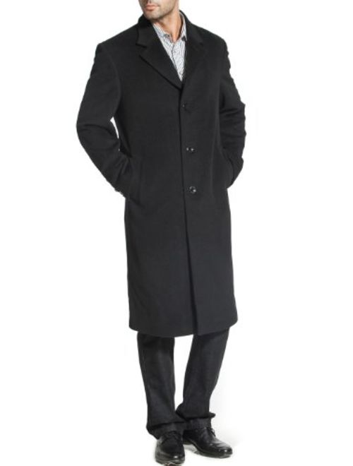 BGSD Men's Henry Cashmere Blend Long Walking Coat (Regular and Big and Tall)