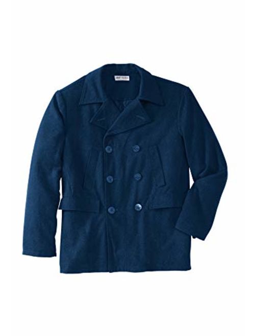 KingSize Men's Big and Tall Double-Breasted Wool Peacoat