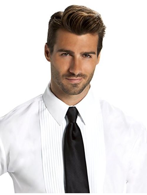 Men's Fitted 1/4 Inch Pleated Tuxedo Shirt, Laydown Collar - Style Jake