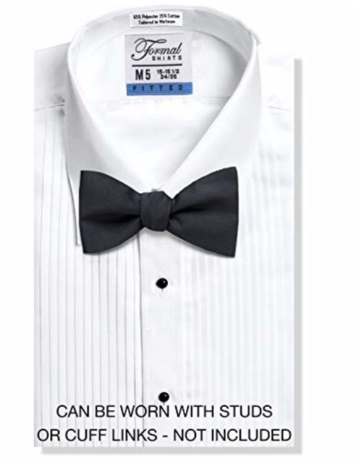 Men's Fitted 1/4 Inch Pleated Tuxedo Shirt, Laydown Collar - Style Jake