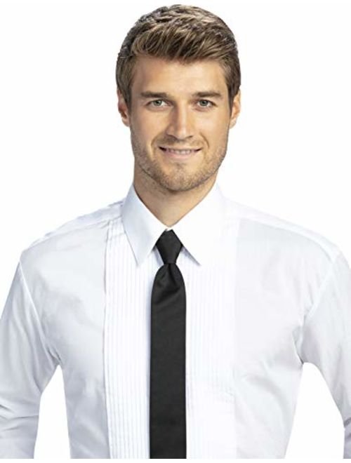 Men's Fitted 1/4 Inch Pleated Tuxedo Shirt, Laydown Collar - Style Jake