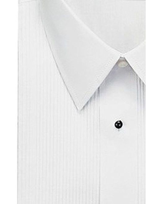 Neil Allyn Men's Tuxedo Shirt Poly/Cotton Laydown Collar 1/8 Inch Pleat (20-36/37) White