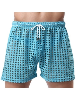 TiaoBug Mens Hollow Openwork Drawstring Lounge Underwear Boxer Shorts