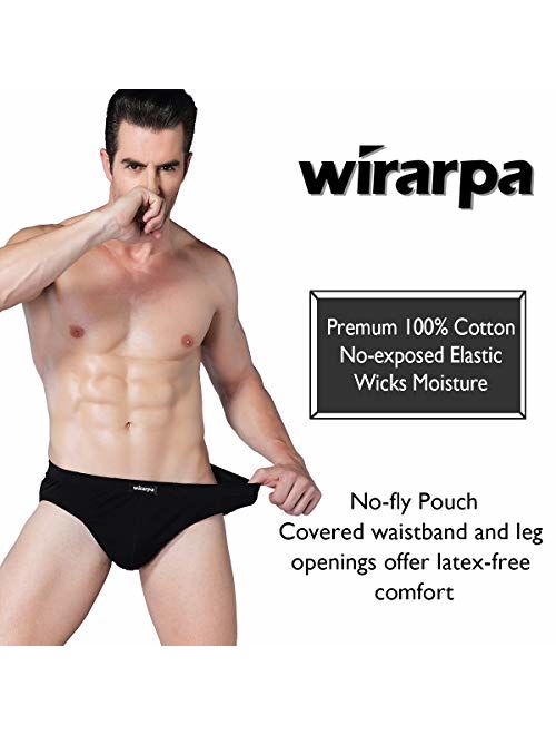 wirarpa Men's 100 Cotton Briefs Underwear No Fly Covered Waistband Multipack