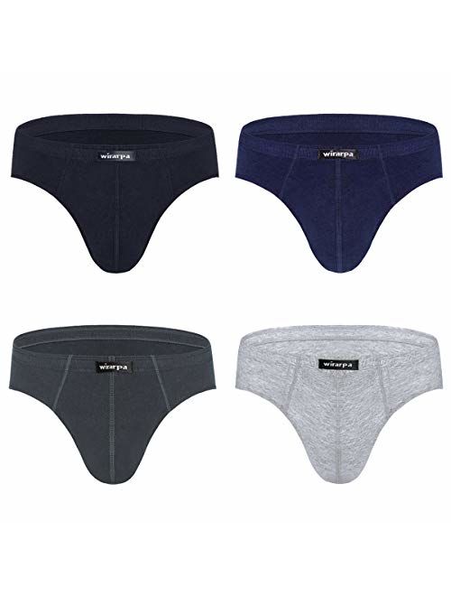 wirarpa Men's 100 Cotton Briefs Underwear No Fly Covered Waistband Multipack