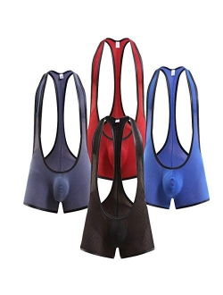 Leories Men's Jockstrap Leotard Underwear Jumpsuits Wrestling Singlet Bodysuit