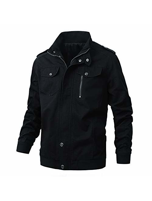 ZooYung Men's Cotton Lightweight Jackets Casual Military Jackets Outdoor Windproof Windbreaker