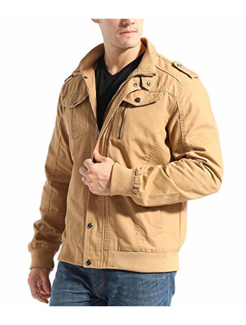 ZooYung Men's Cotton Lightweight Jackets Casual Military Jackets Outdoor Windproof Windbreaker