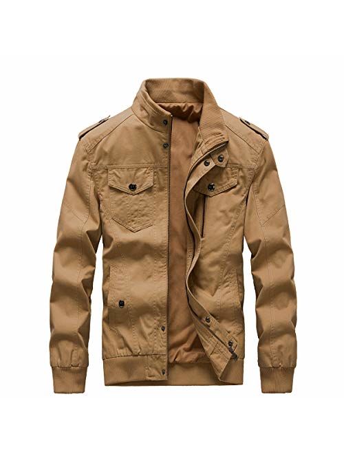 ZooYung Men's Cotton Lightweight Jackets Casual Military Jackets Outdoor Windproof Windbreaker