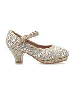 Titan Mall Dana 58K Little Girls Rhinestone Heel Platform Dress Pumps