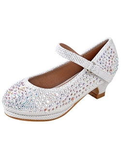 Titan Mall Dana 58K Little Girls Rhinestone Heel Platform Dress Pumps