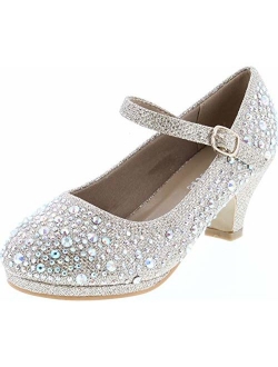 Titan Mall Dana 58K Little Girls Rhinestone Heel Platform Dress Pumps