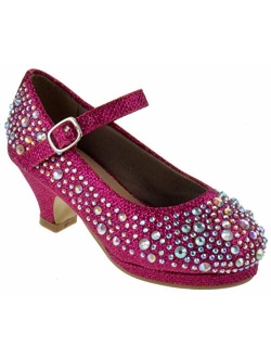 Titan Mall Dana 58K Little Girls Rhinestone Heel Platform Dress Pumps