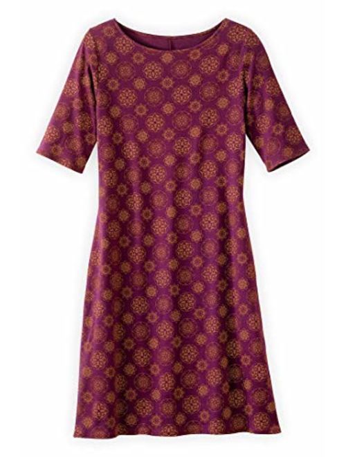 Fair Indigo Women's Fair Trade Organic Boat Neck Dress