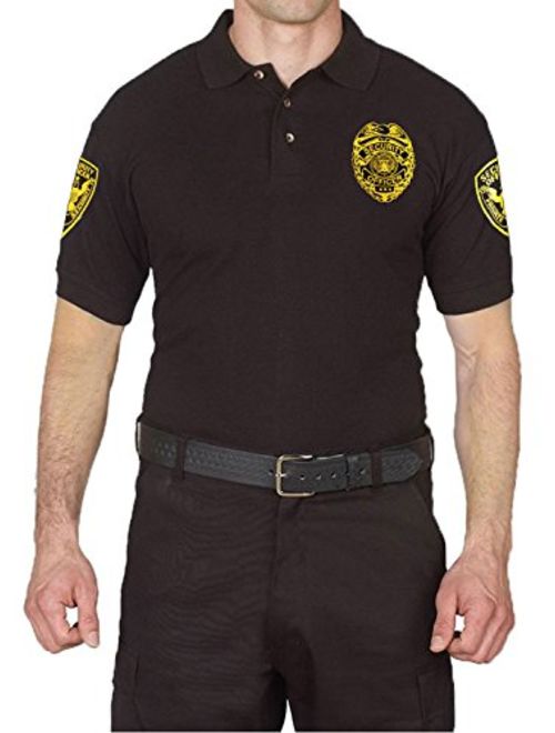 First Class Black Poly Cotton Security Polo Shirts