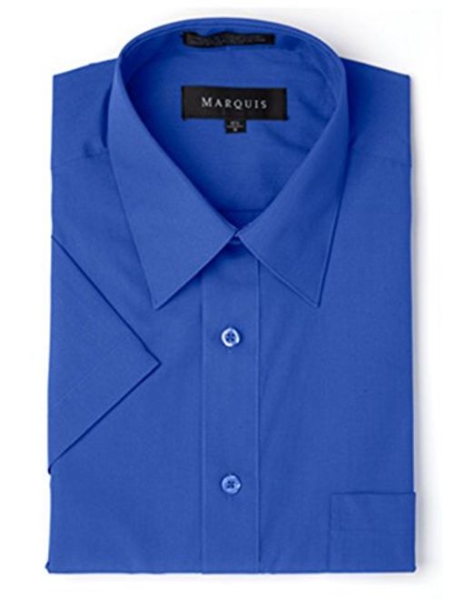 Marquis Men's Royal Blue Short Sleeve Regular Fit Dress Shirt - XXL