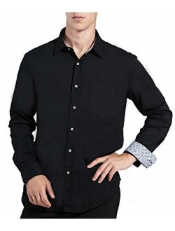 VENZULIA Mens Business Casual Shirt Longsleeve Stretch Knit Shirt