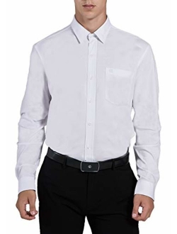 VENZULIA Mens Business Casual Shirt Longsleeve Stretch Knit Shirt