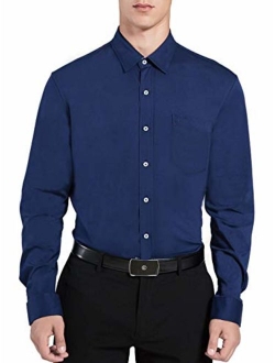 VENZULIA Mens Business Casual Shirt Longsleeve Stretch Knit Shirt