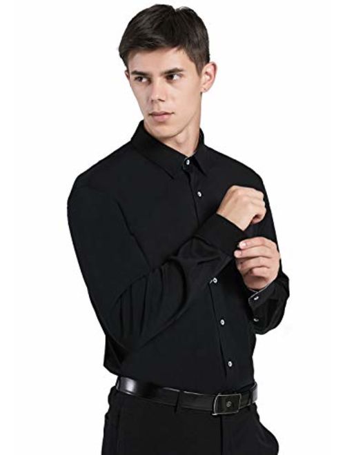 VENZULIA Mens Business Casual Shirt Longsleeve Stretch Knit Shirt