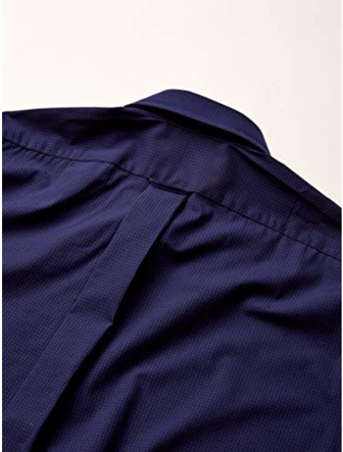 IZOD Men's Size FIT Dress Shirt Stretch Check (Big and Tall), Dark Blue, 19" Neck 35"-36" Sleeve (3X-Large)