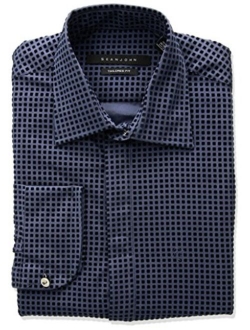 Men's Tailored Fit Check Spread Collar Dress Shirt