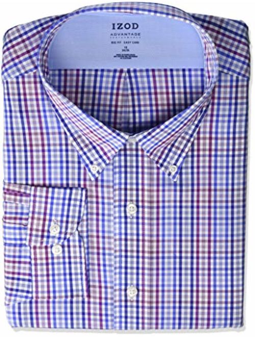 IZOD Men's BIG FIT Dress Shirt Stretch Cool FX Cooling Collar Check (Big and Tall)