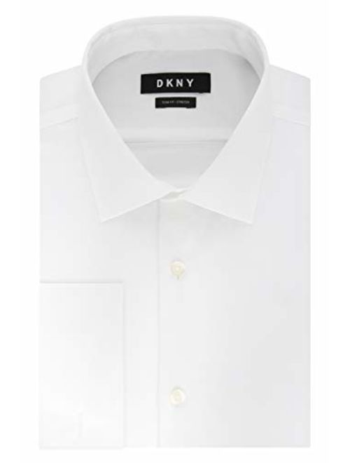 DKNY Men's Slim Fit Stretch Solid Dress Shirt With French Cuff