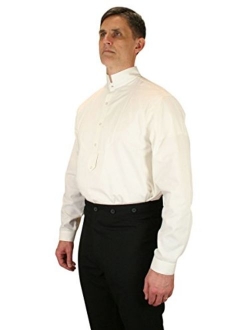 Historical Emporium Men's Victorian Collar Stud/Cufflink Convertible Dress Shirt