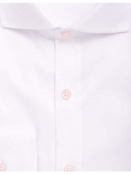 Christopher Morris Men's 100% Cotton Solid White Non-Iron Slim Fit Dress Shirt