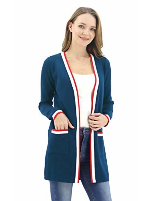 BENANCY Women's Long Open Front Casual Maxi Long Sleeve Cardigan Sweater with Pocket