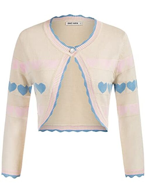 GRACE KARIN Women's Classic 3/4 Sleeve Open Front Knit Cropped Bolero Cardigan S-3XL