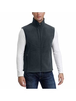 Men's Windproof Soft Fleece Vest Outdoor Full Zip Sleeveless Jacket with Pockets