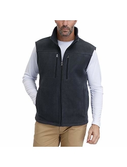 Men's Windproof Soft Fleece Vest Outdoor Full Zip Sleeveless Jacket with Pockets