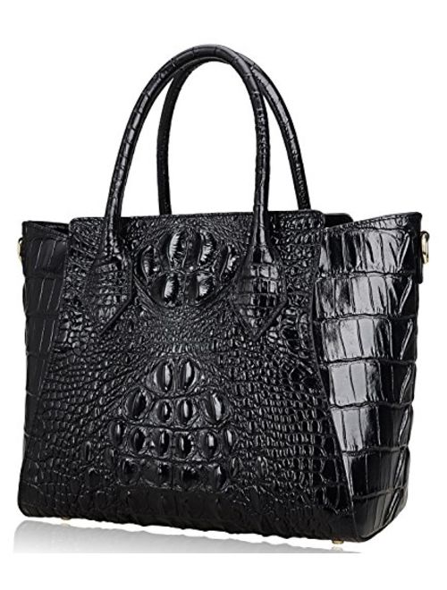 PIJUSHI Embossed Crocodile Handbags for Ladies Designer Purses Top Handle Shoulder Bag