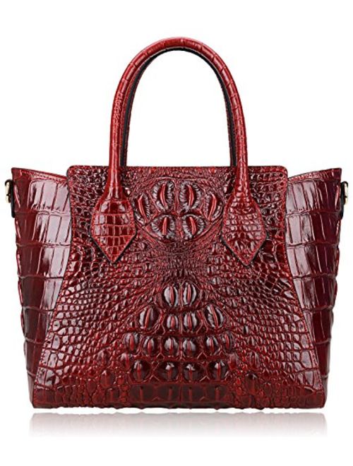 PIJUSHI Embossed Crocodile Handbags for Ladies Designer Purses Top Handle Shoulder Bag